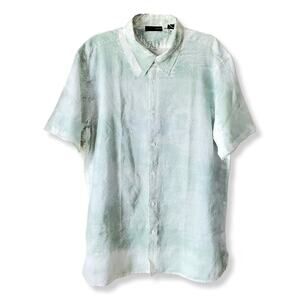Italian NaniBon Men Linen Button Shirt XXL Short Sleeve Coastal Natural NEW